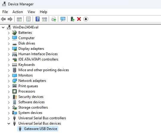 Gateware USB Device on Windows without WCID Descriptors.